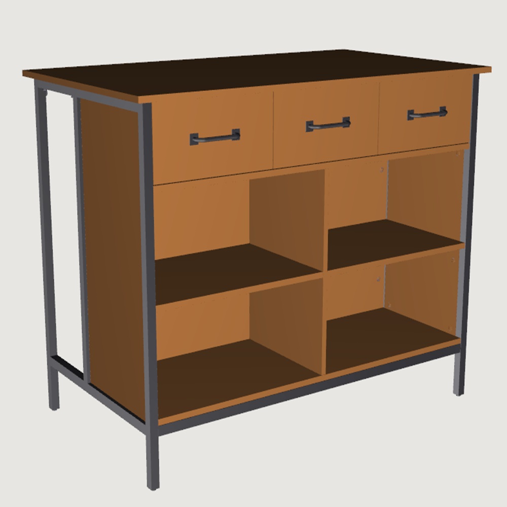 Wood and Metal Kitchen Island 48in