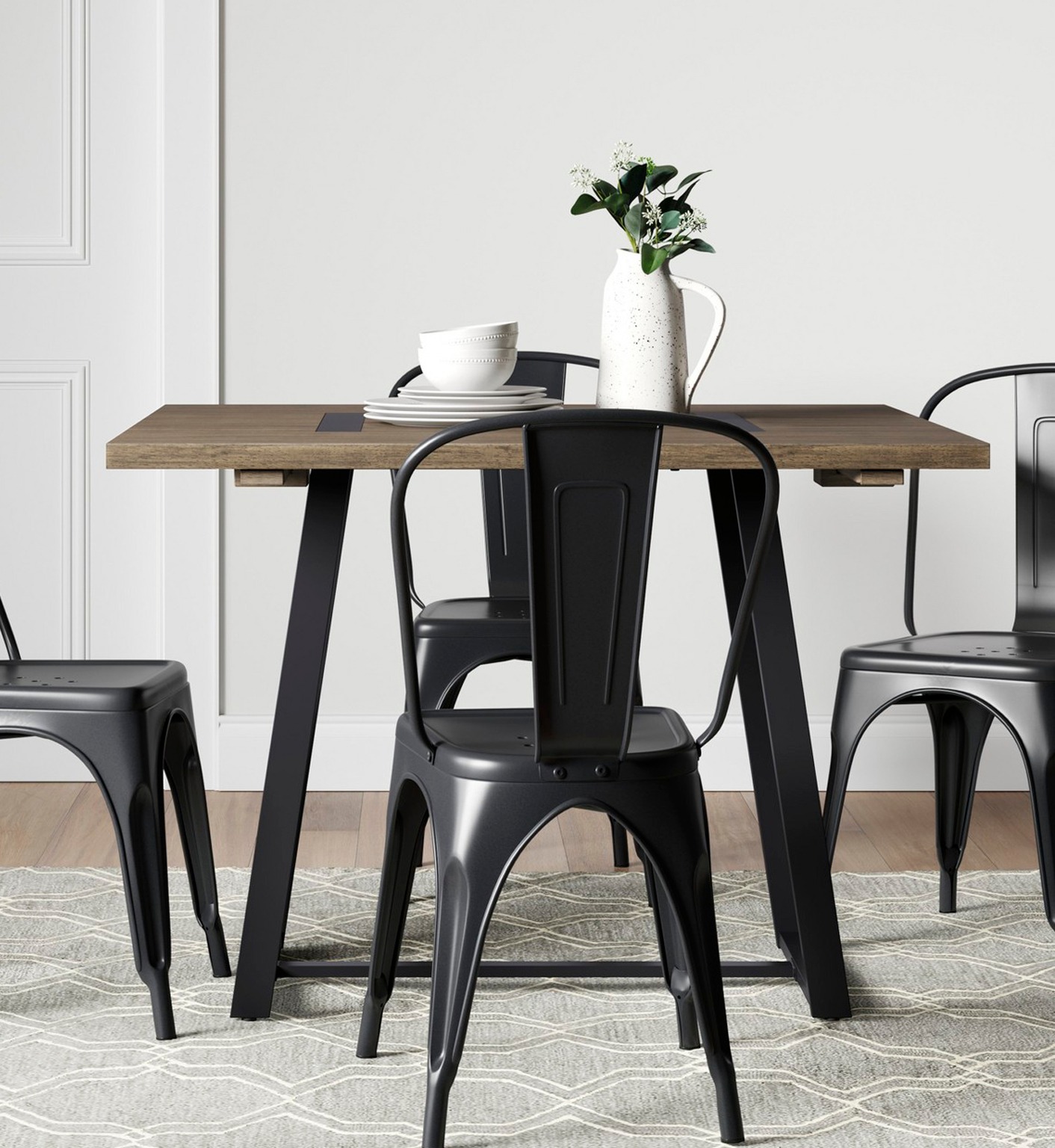 Brimfield Drop Leaf Metal Base Dining Table