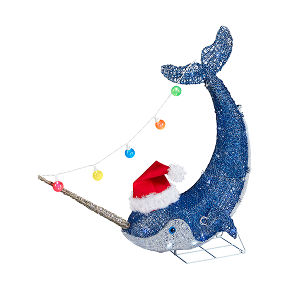 39 in. Christmas Narwhal in Santa Hat