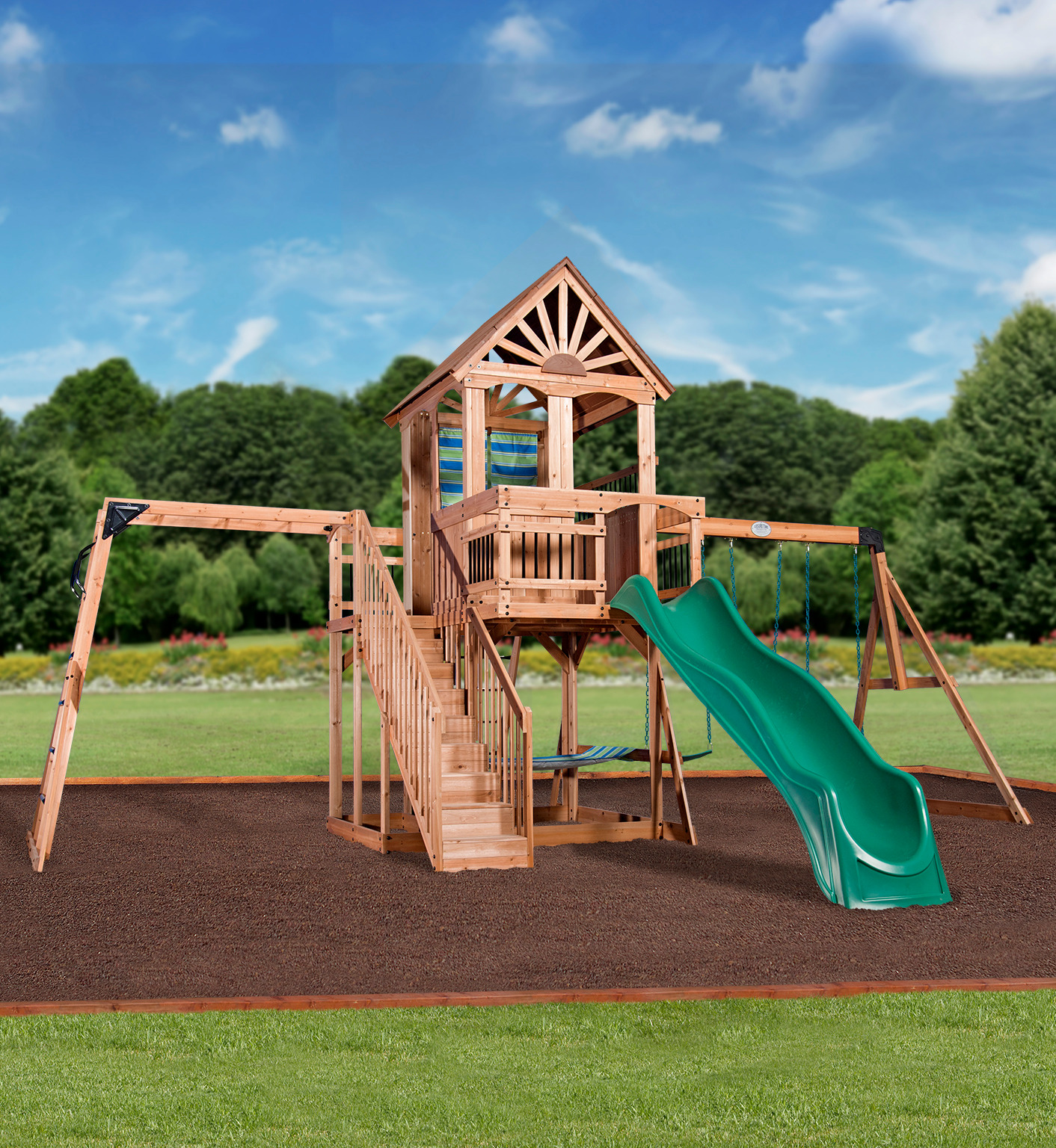 Oceanview Wooden Swing Set