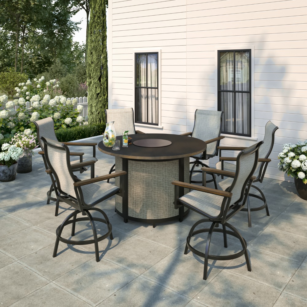 Las Olas 7PC Sling Dining w/Fire