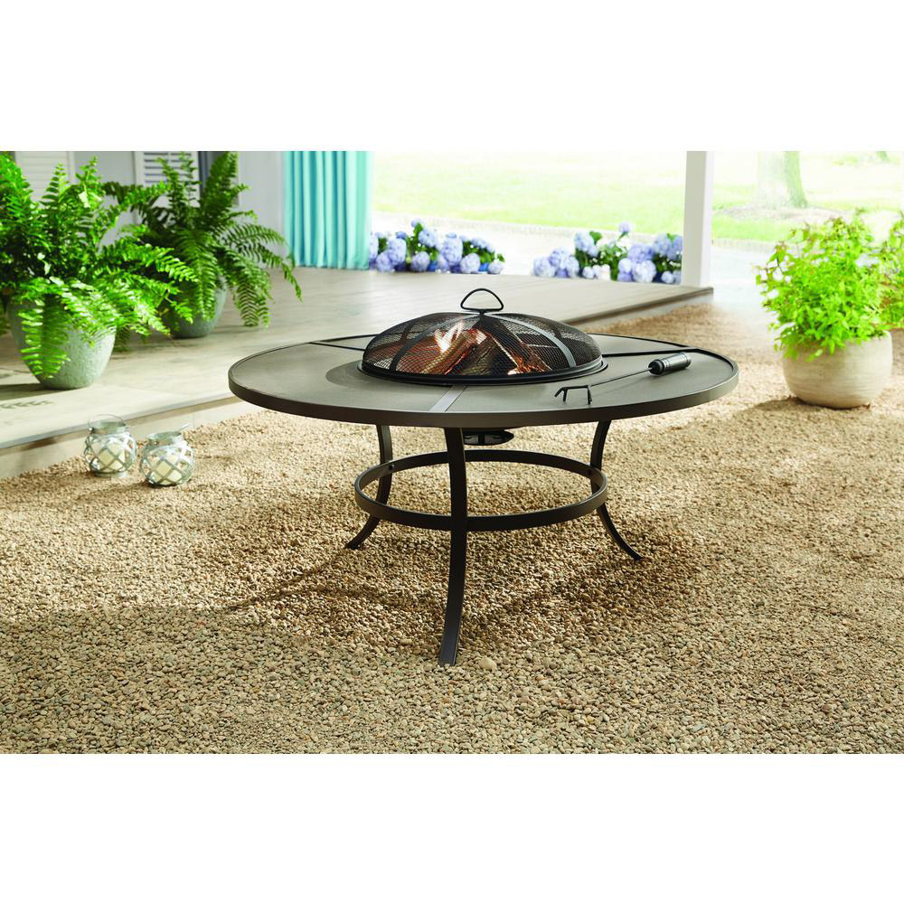 42 in. Round Wood Burning Fire Pit Cocktail Table with Poker