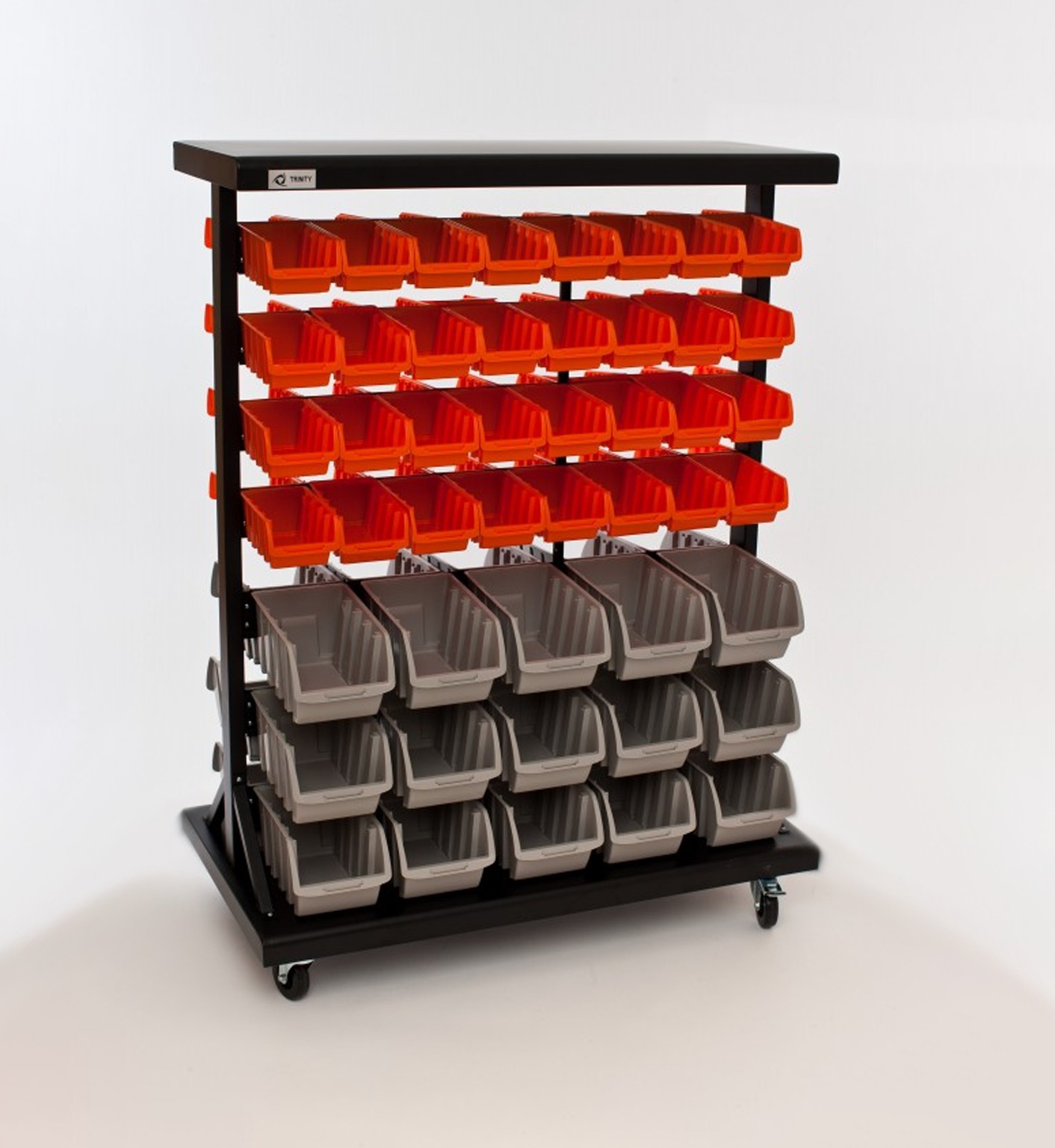 Dual-Sided Mobile Bin Rack