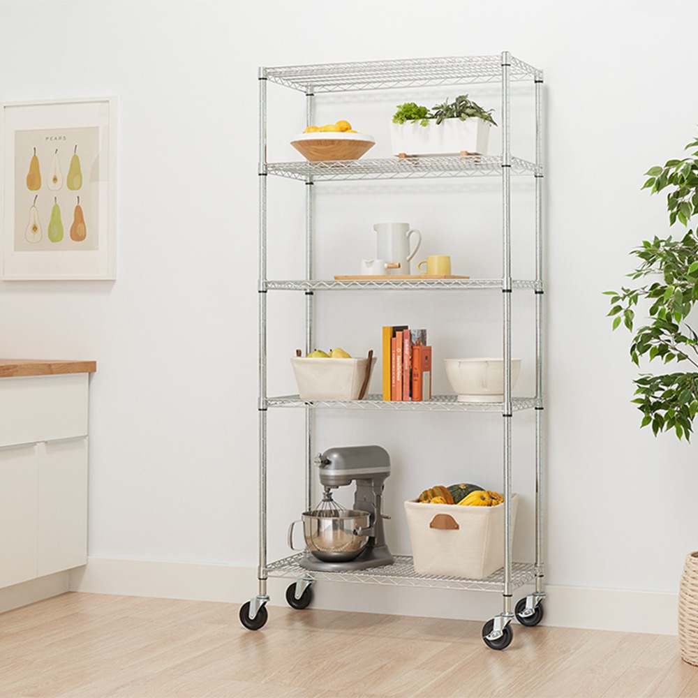TRINITY 5-Tier NSF 36''x18''x72'' Wire Shelving w/ Wheels