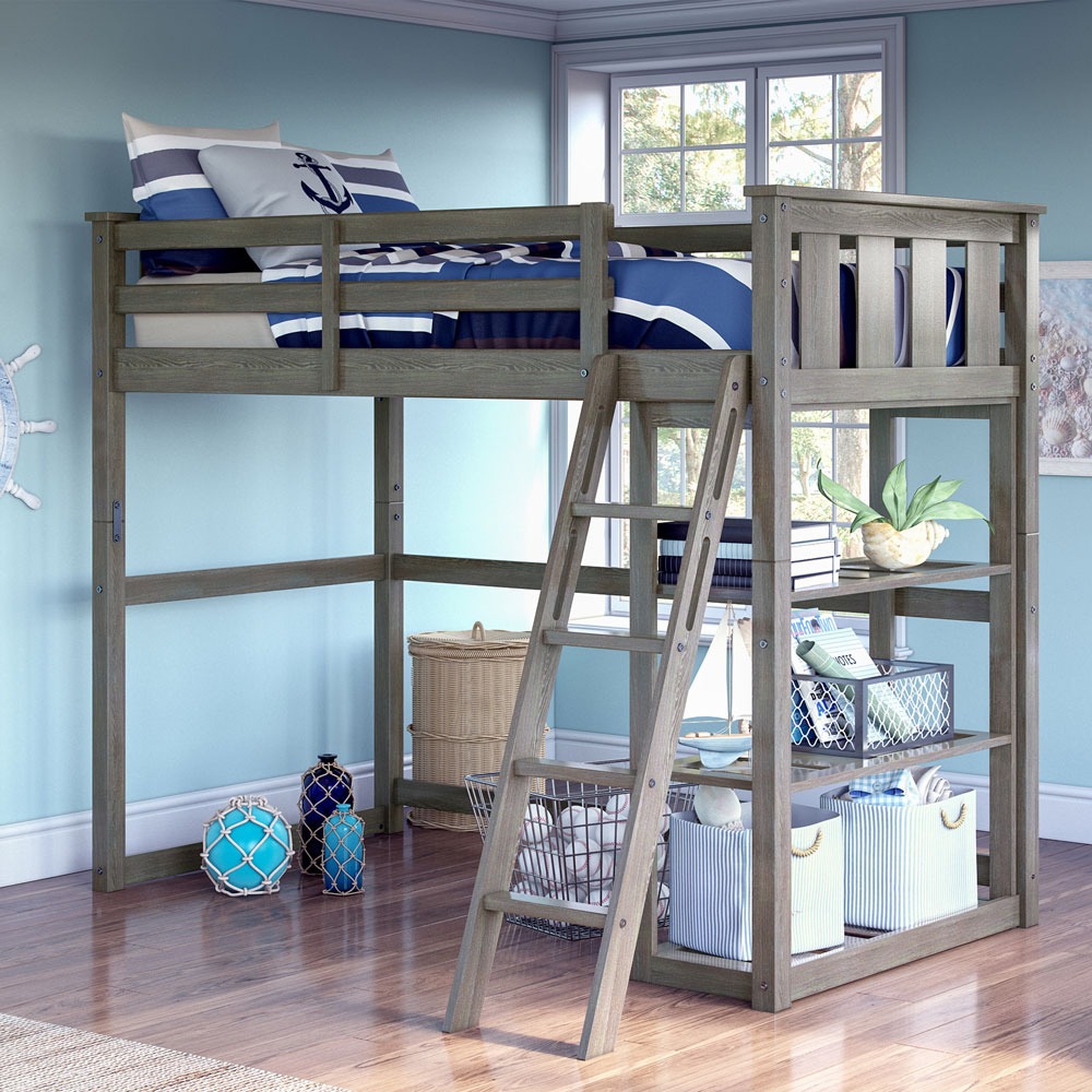 Kane Twin Loft Bed with Bookshelf