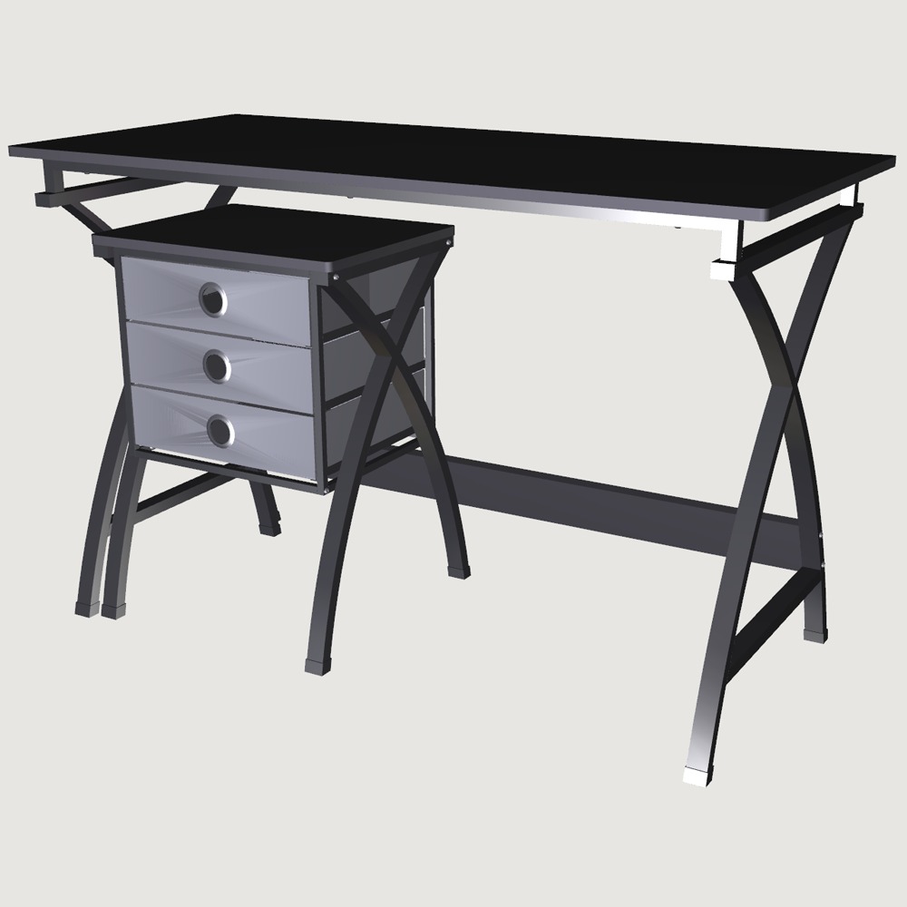 X-Cross Desk with File Cabinet