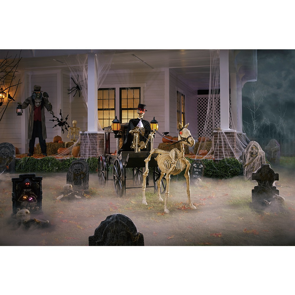 5 ft. Animated LED Haunted Hearse with Skeleton