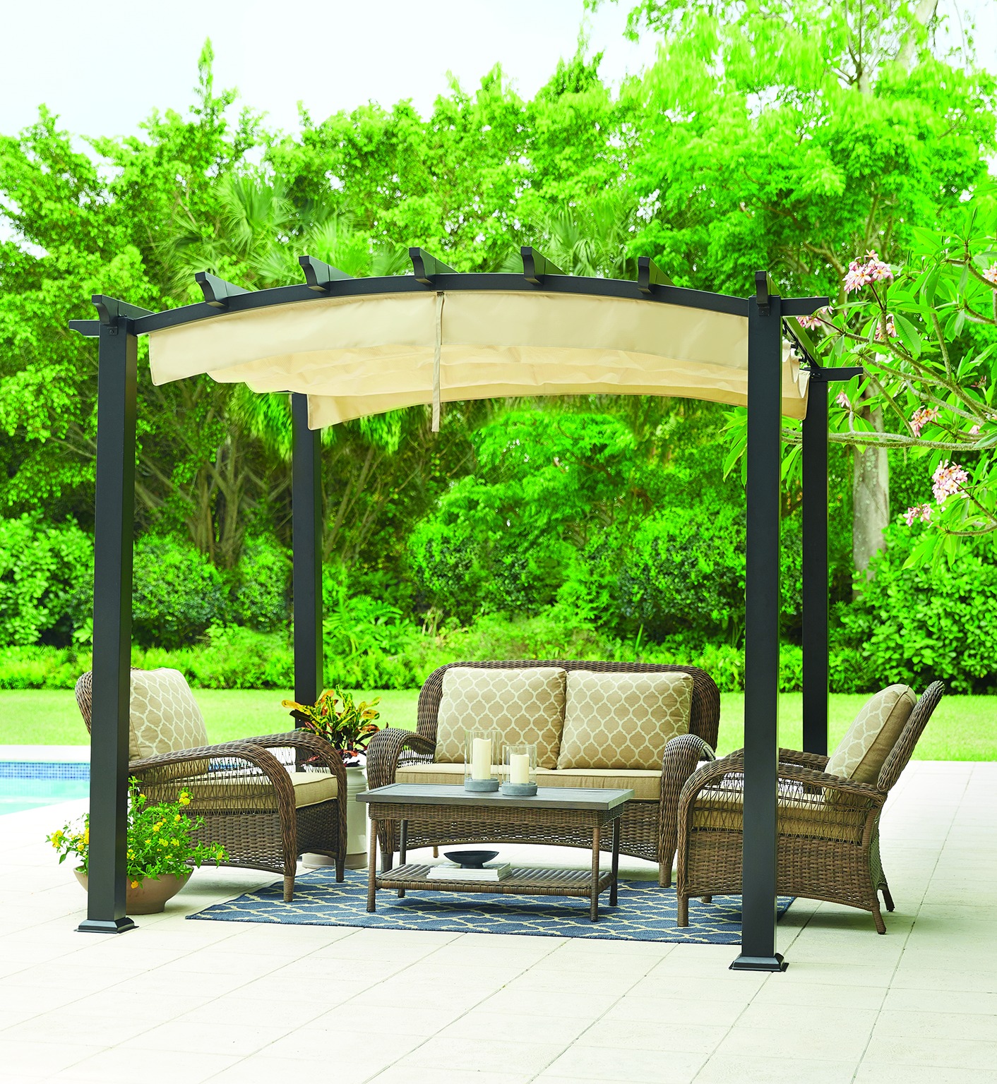 9 ft. x 9 ft. Steel and Aluminum Arched Pergola