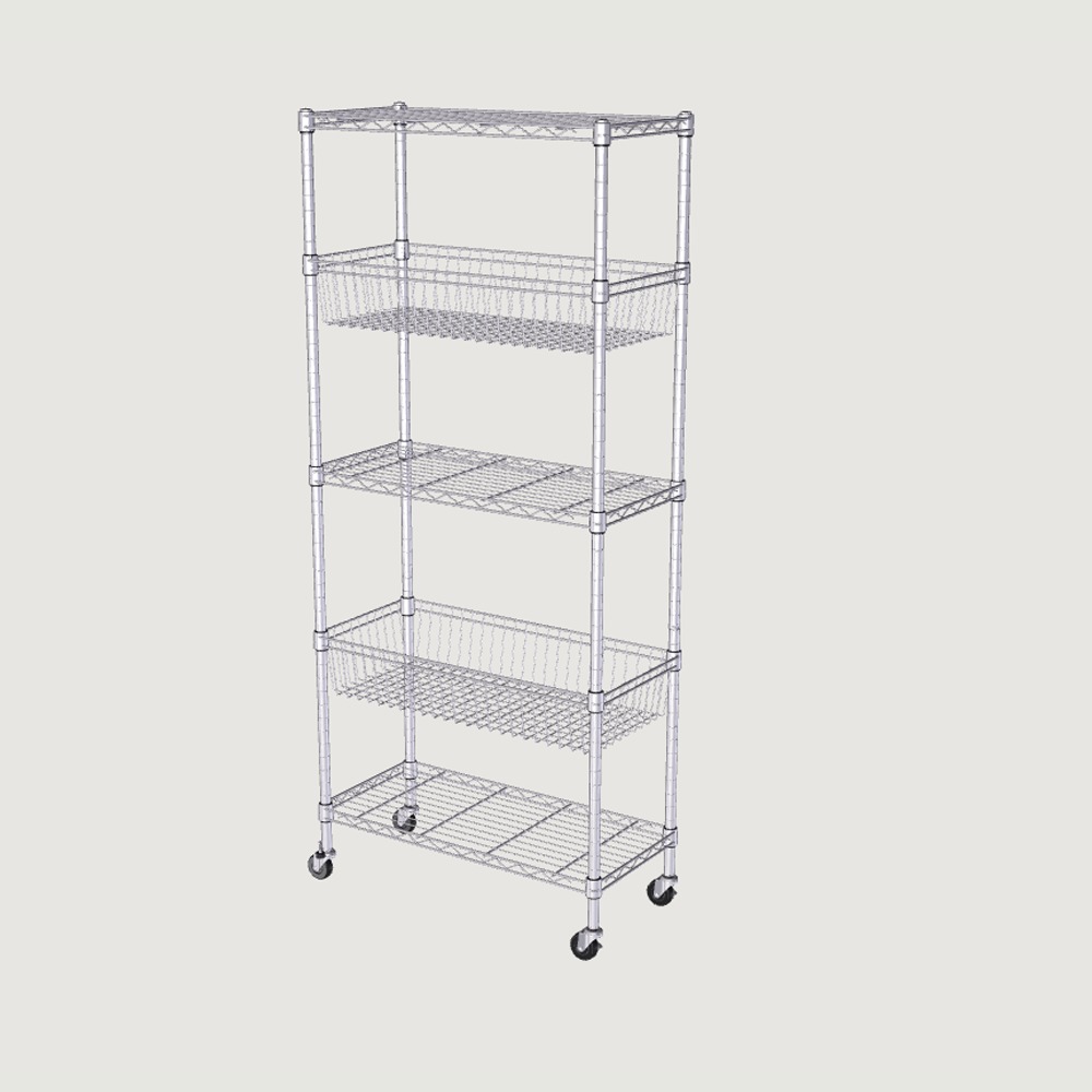 TRINITY 5-Tier Wire Shelving w/ Baskets & Wheels