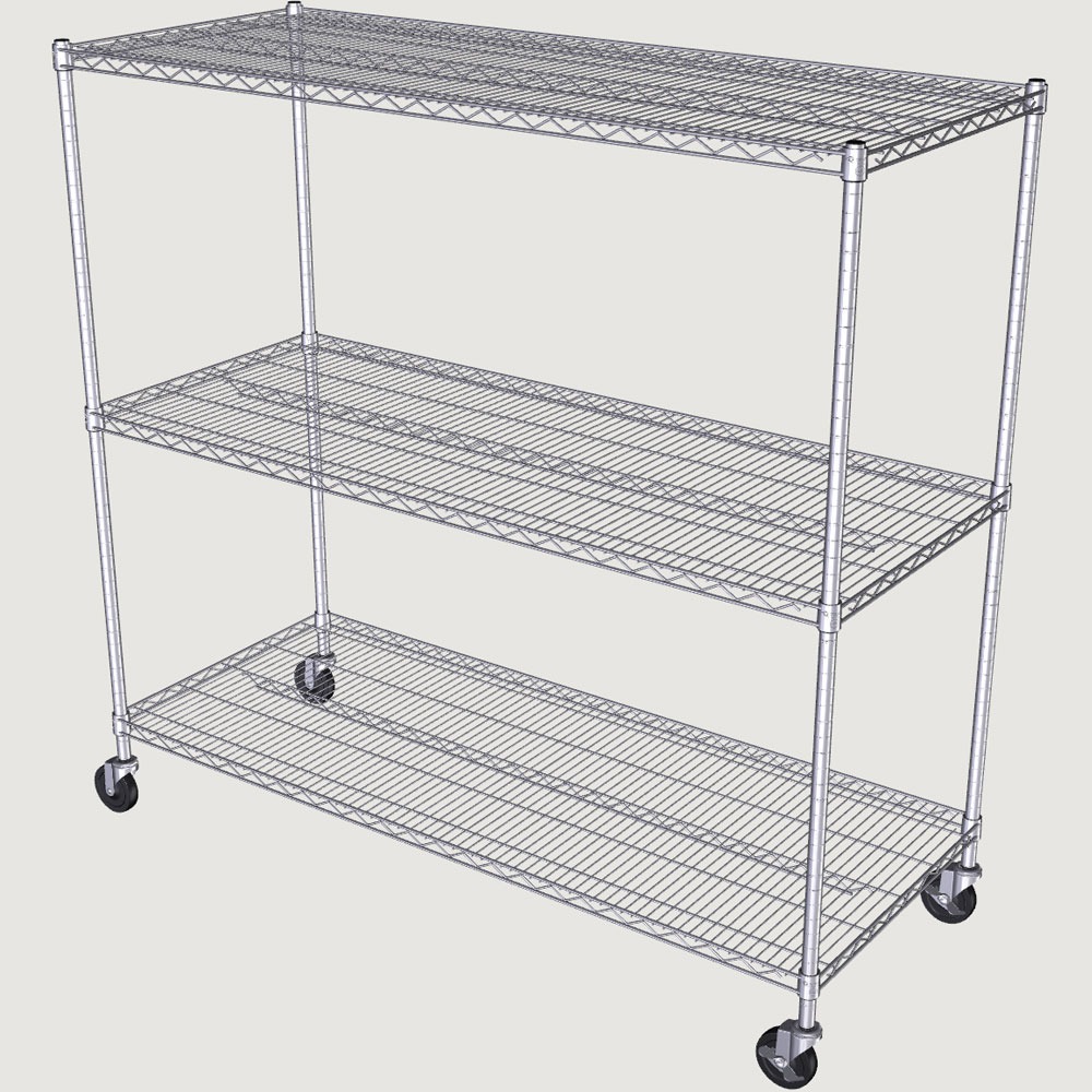TRINITY BASICS® 3-Tier NSF 60x24x58 Wire Shelving w/Wheels