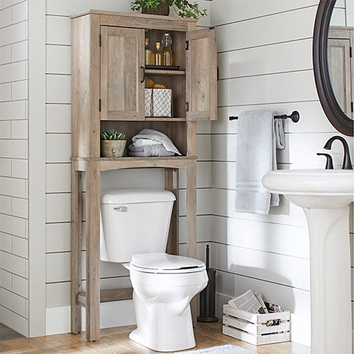 Rustic Gray Over the Toilet Space Saver