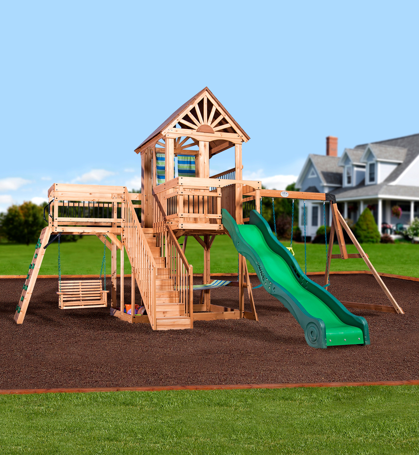 Caribbean Wooden Swing Set