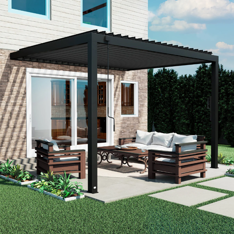 Evanston - 12x10 Attach to House Louvered Pergola