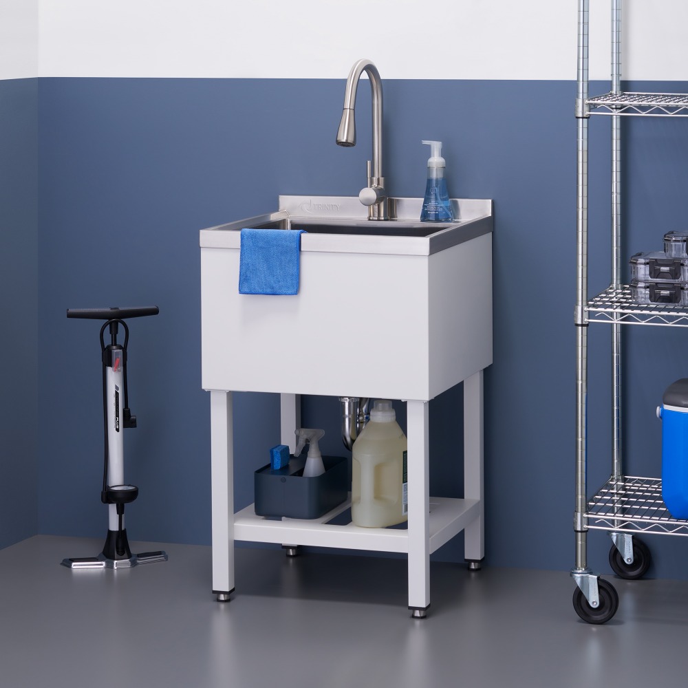 TRINITY Stainless Steel Utility Sink w/ Pull-Out Faucet