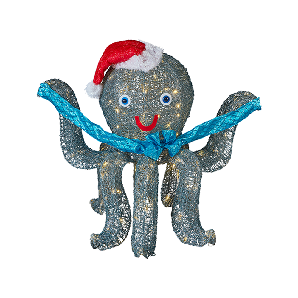 30 in. Christmas Octopus in Santa Hat