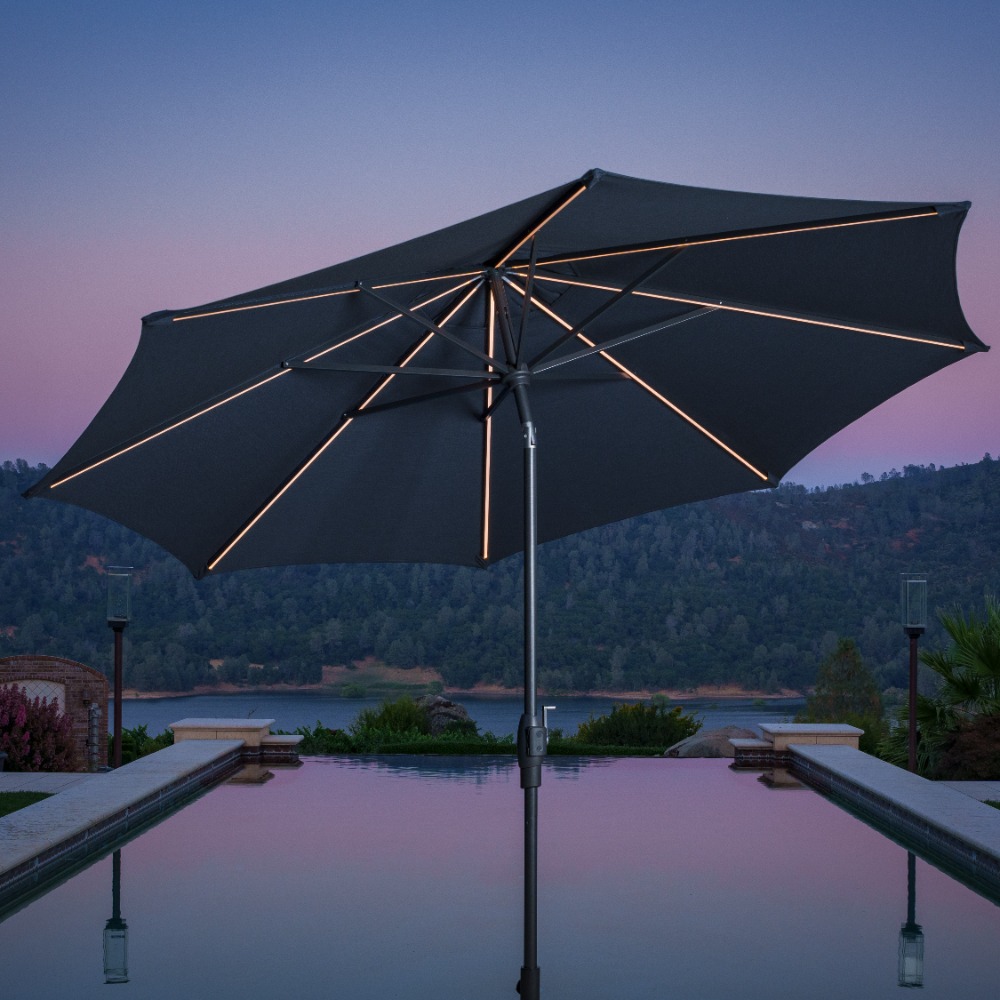 10' Round Solar LED Market Umbrella