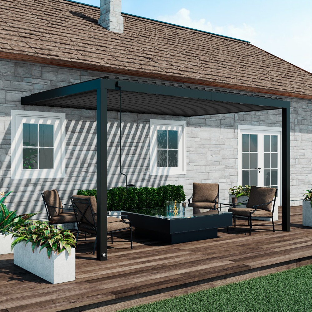 Evanston - 14x10 Attach to House Louvered Pergola (UK)