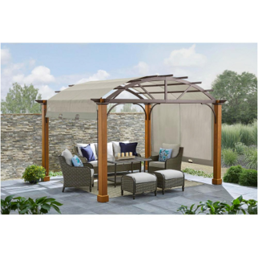 Longford 10 ft. x 12 ft. Wood Pergola with Sling Canopy