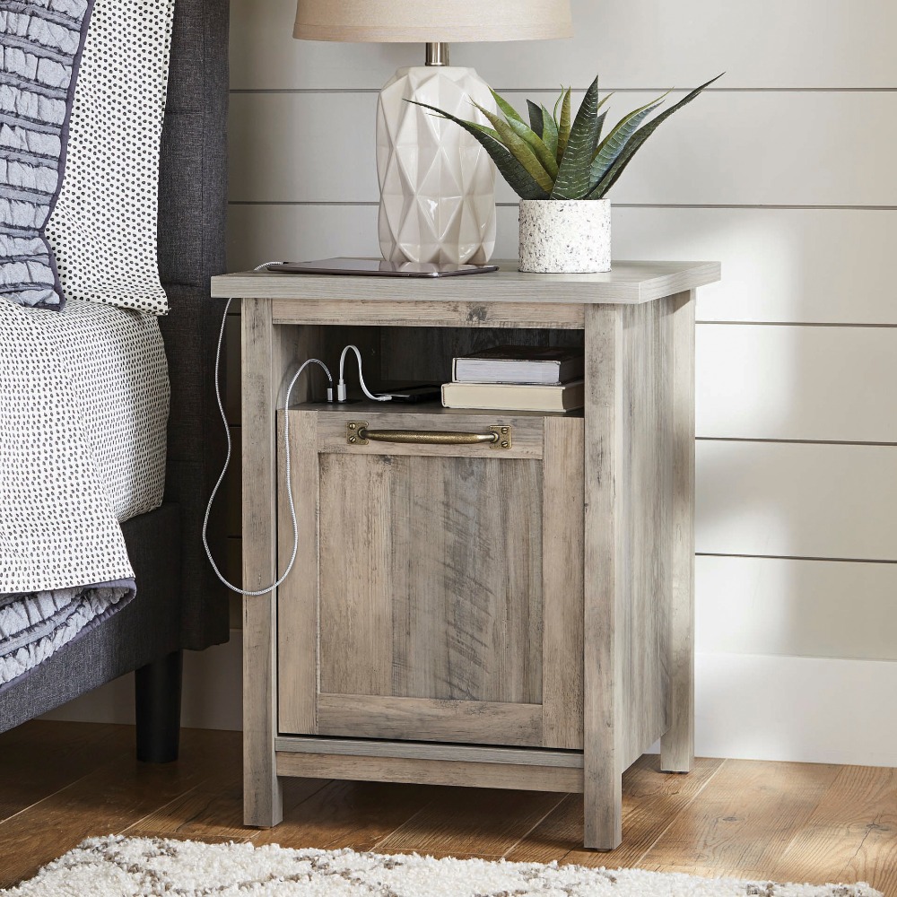 Modern Farmhouse Nightstand with USB Ports