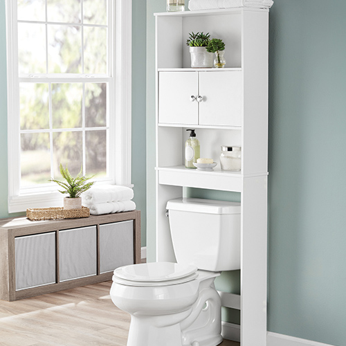 Over the Toilet Bathroom Space Saver with Three Fixed Shelves