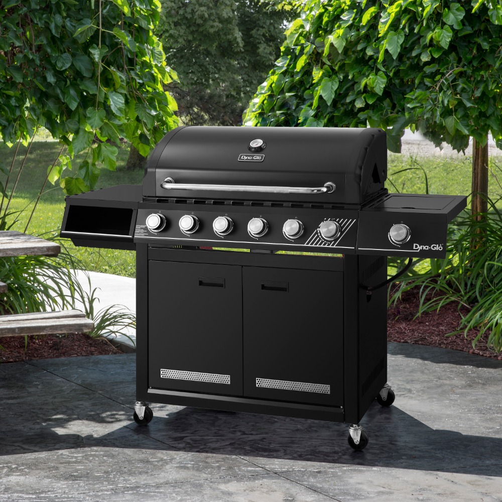 6-Burner LP Gas Grill in Matte Black with Side Burner and SearPLUS Burner