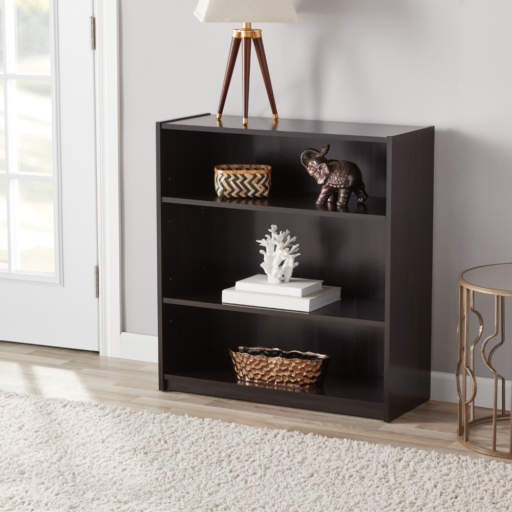 mainstays 3 shelf bookshelf