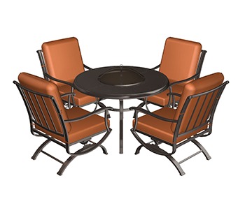 Photo of Redwood Valley 5-Piece Patio Fire Pit Seating Set
