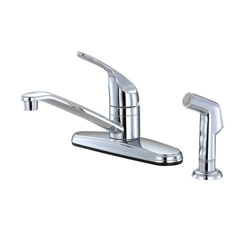 Photo of Non-Metallic 1-Handle Standard Kitchen Faucet with Side Sprayer in Chrome