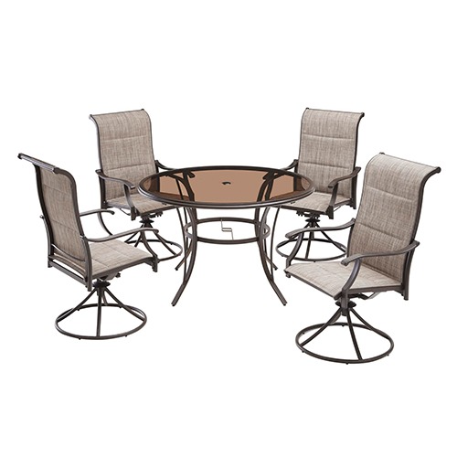 Photo of Riverbrook Espresso Brown 5-Piece Padded Sling Steel Outdoor Dining Chairs (4-pack)