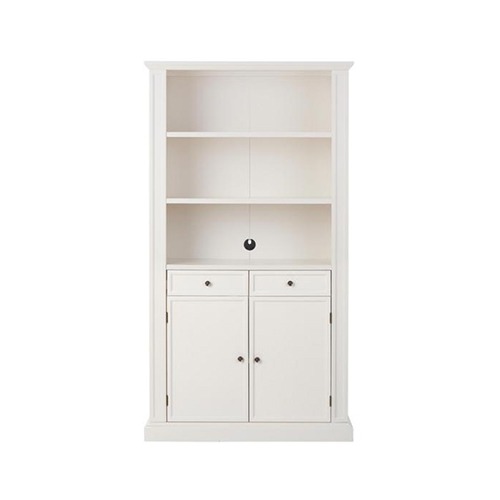 Photo of Wentford Ivory Wood 3 Shelf Bookcase with Adjustable Shelves and Concealed Storage (41 in. W x 74.4