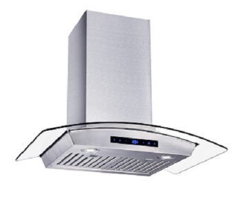 Photo of 30 in. W Convertible Glass Wall Mount Range Hood with 2 Charcoal Filters in Stainless Steel